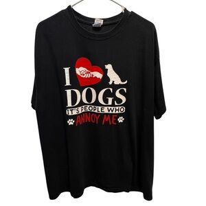 “I ❤️dogs, it’s people that annoy me” black short sleeved tshirt, size XL Men’s